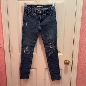 Levi's Blue Skinny Jeans with Distressed Details